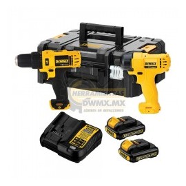 Kit 12V Taladro 3/8'' y Atornillador de Impacto 1/4'' DEWALT DCK202C2T