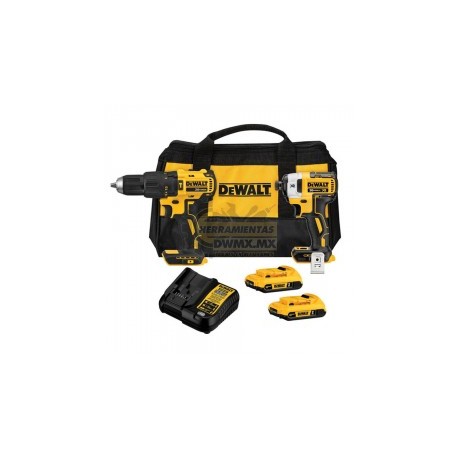 Kit de Taladro Percutor 1/2'' y Atornillador de Impacto 1/4'' Brushless DEWALT DCK223D2