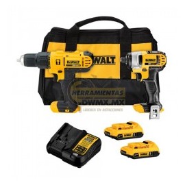 Kit de Taladro Percutor 1/2'' y Atornillador de Impacto 1/4'' DEWALT DCK222D2